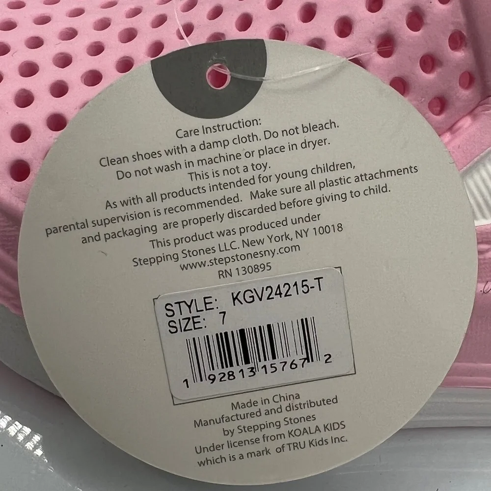 NWT Koala Kids Pink Slip On Water Shoes Size 7 Toddler Girl's